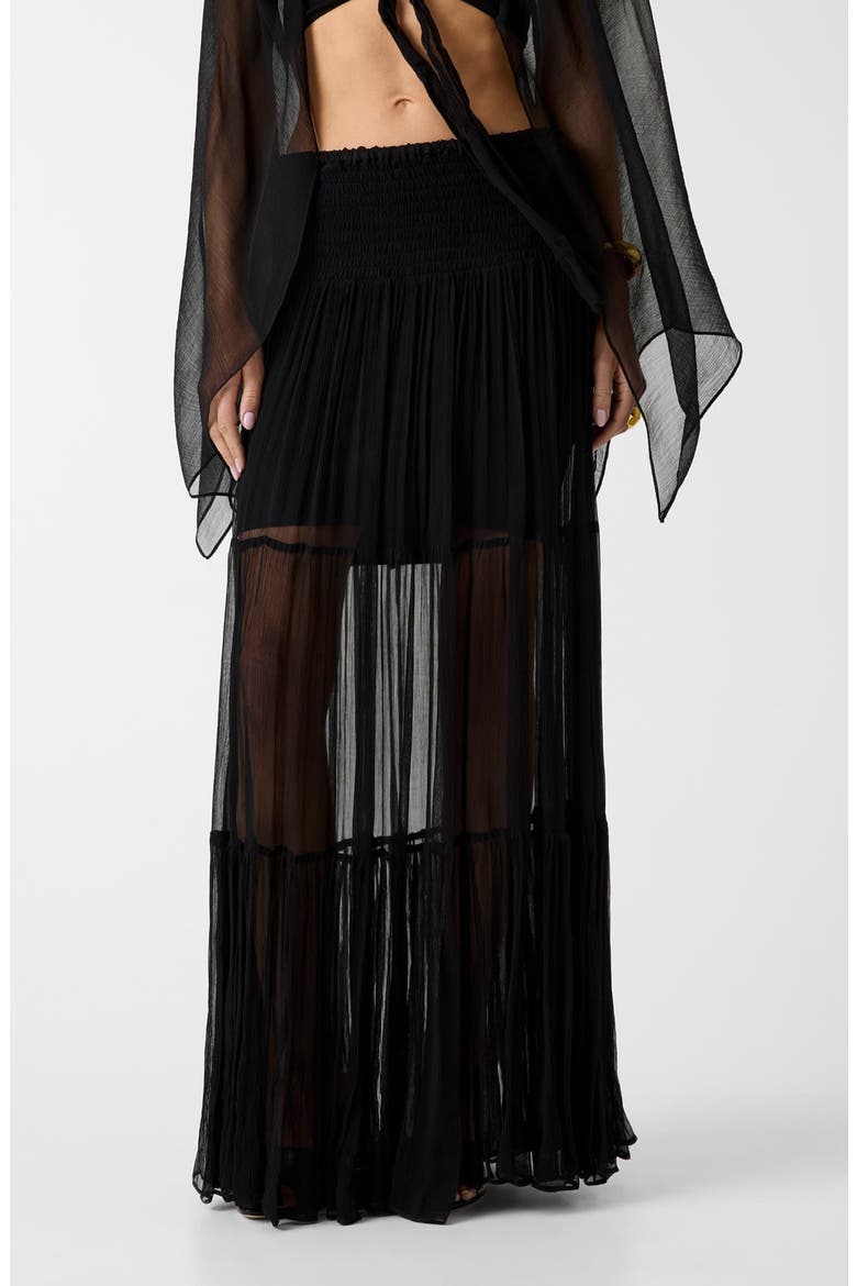 Tamia Smocked Waist Maxi Skirt, Main, color, JBLACK-BLACK