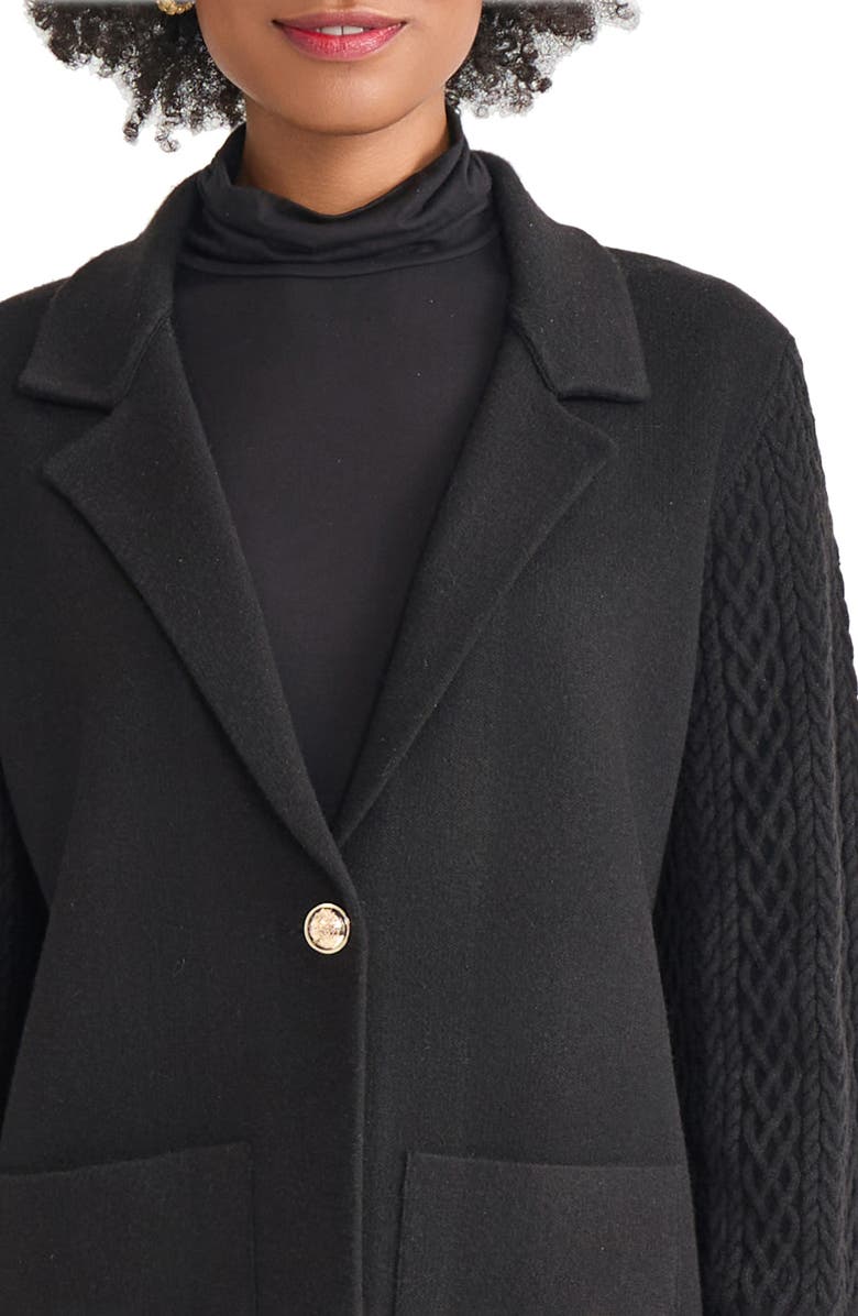 Jones New York Cable Stitch Sleeve Blazer, Alternate, color, Jones Black