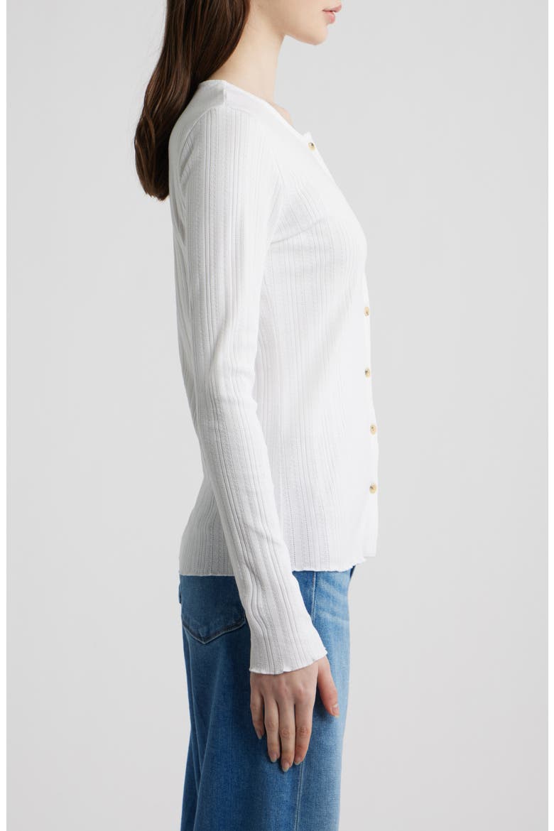 Paradise Organic Cotton Blend Pointelle Cardigan, Alternate, color, WHITE