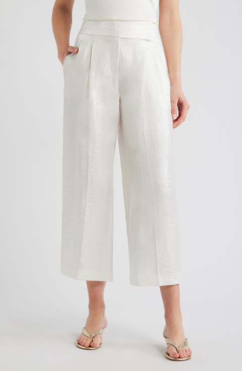 Tacres High Waist Ankle Wide Leg Pants