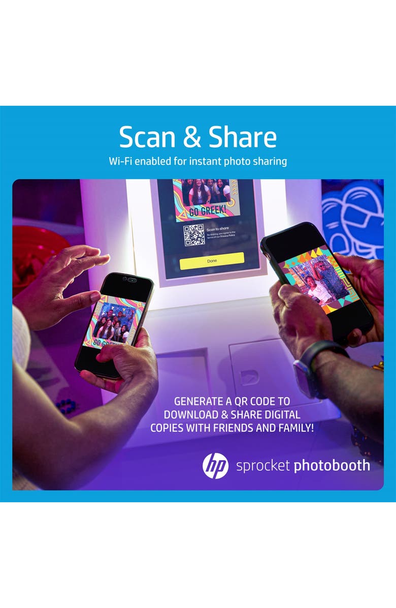 HP Sprocket Photo Booth Printer, Portable 3x4 Instant Photo Printer, Alternate, color, White