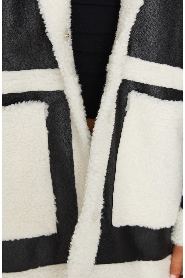 Lexie Faux Leather & Faux Fur Jacket, Alternate, color, BLACK