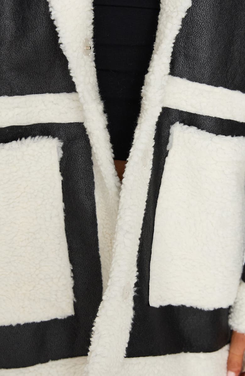 Princess Polly Lexie Faux Leather & Faux Fur Jacket, Alternate, color, Black