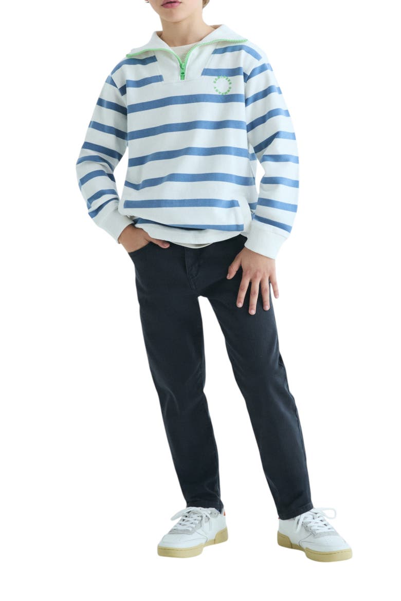 Kids Striped Sweatshirt with Polo Collar, Alternate, color, BlueStripes