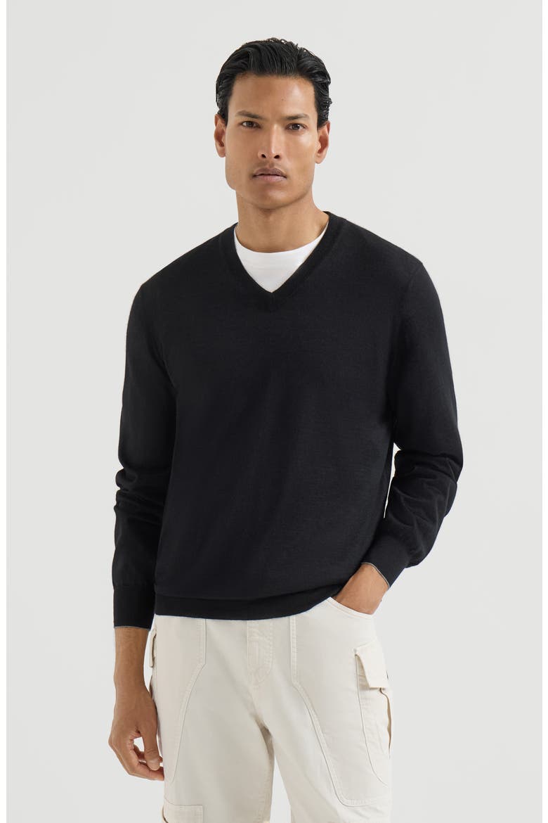 Cashmere and silk lightweight sweater, Main, color, Black