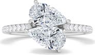 HauteCarat Twin Pear Cut Pavé Lab Grown Diamond Ring