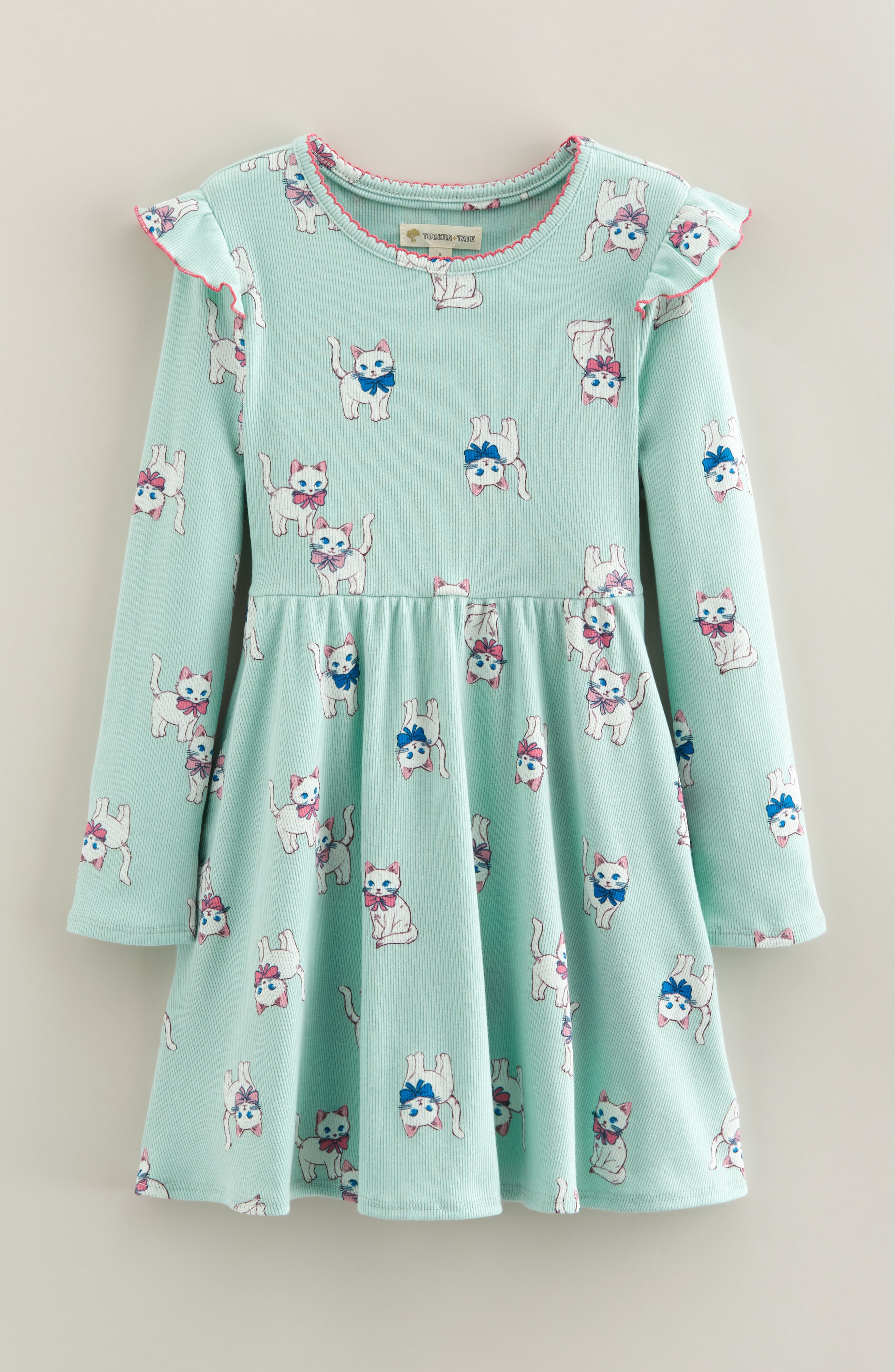 Tucker + Tate Kids' Ruffle Long Sleeve Rib Dress