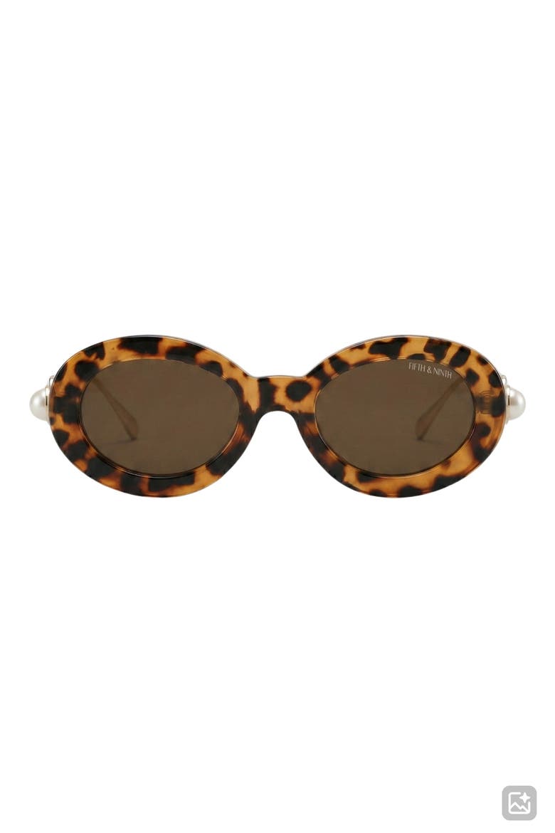 Arielle 50mm Small Oval Sunglasses, Main, color, TORTE/ BROWN
