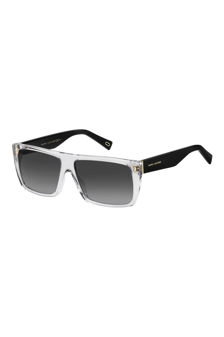 Gender Inclusive Marc Icon 57mm Gradient Flat Top Rectangular Sunglasses, Alternate, color, CRYSTAL BLACK
