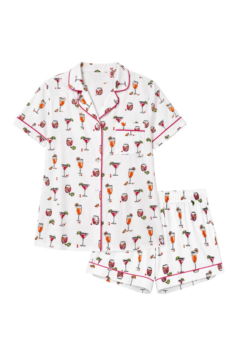 Soft Jersey Notch Short Pajamas, Alternate, color, COCKTAIL WHITE