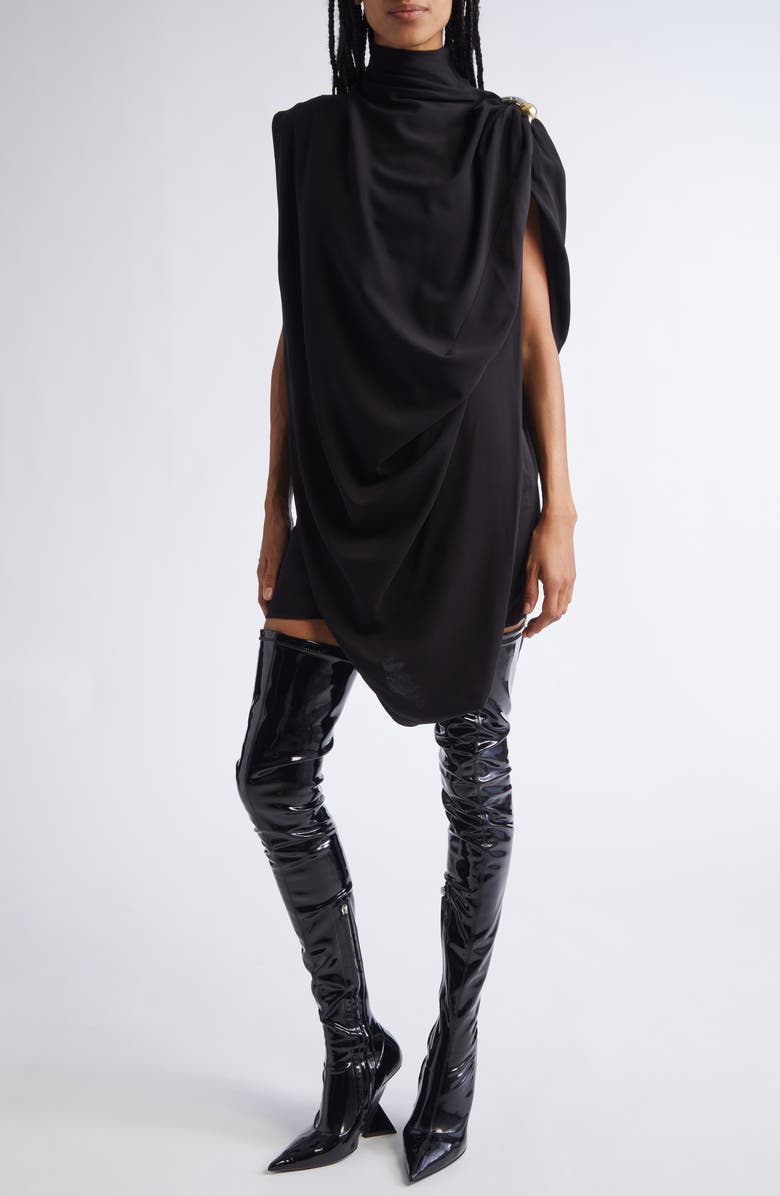 Jean Paul Gaultier Draped Pierced Detail Jersey Dress, Main, color, 