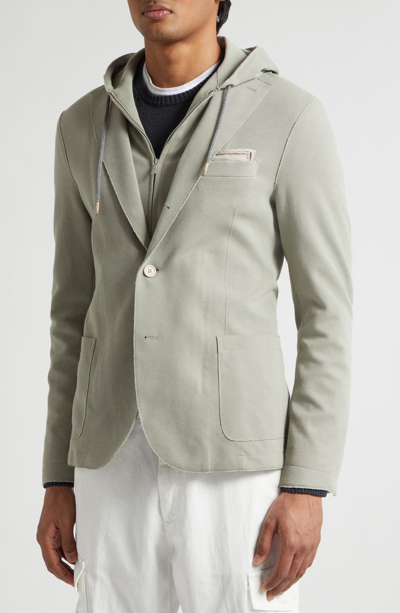Eleventy Cotton Blend Sport Coat with Removable Hooded Bib, Alternate, color, 07B Green
