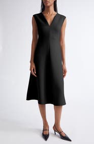 Emporio Armani Crepe V-Neck Midi Dress
