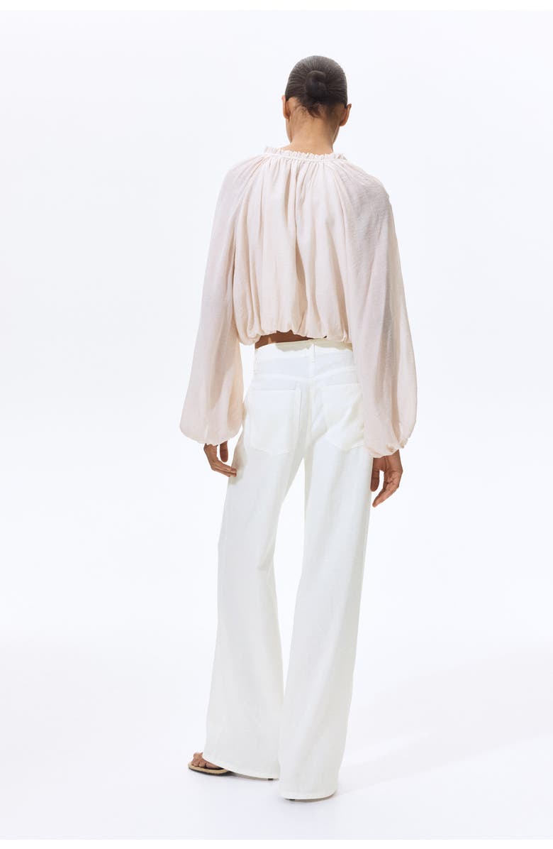H&M Linen-blend Trousers, Alternate, color, White