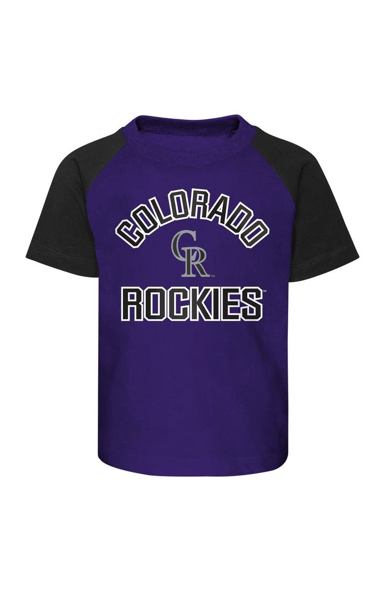 Outerstuff Infant Purple/Heather Gray Colorado Rockies Ground Out Baller Raglan T-Shirt and Shorts Set, Alternate, color, Purple