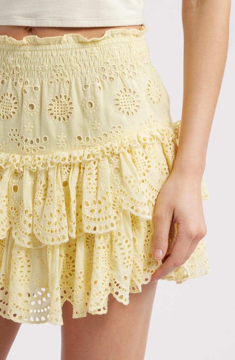 LoveShackFancy Shailo Tiered Cotton Miniskirt, Main, color,