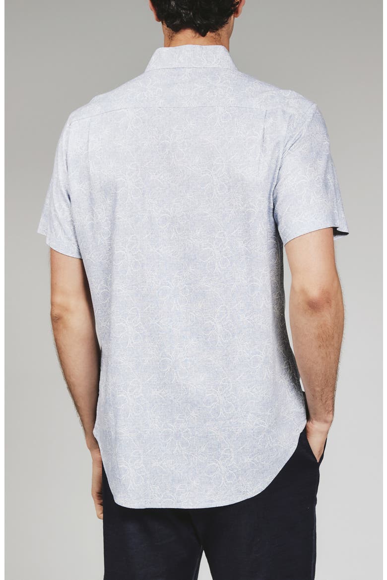 Fontaine Floral Print Short Sleeve Button-Up Shirt, Alternate, color, LIGHT BLUE