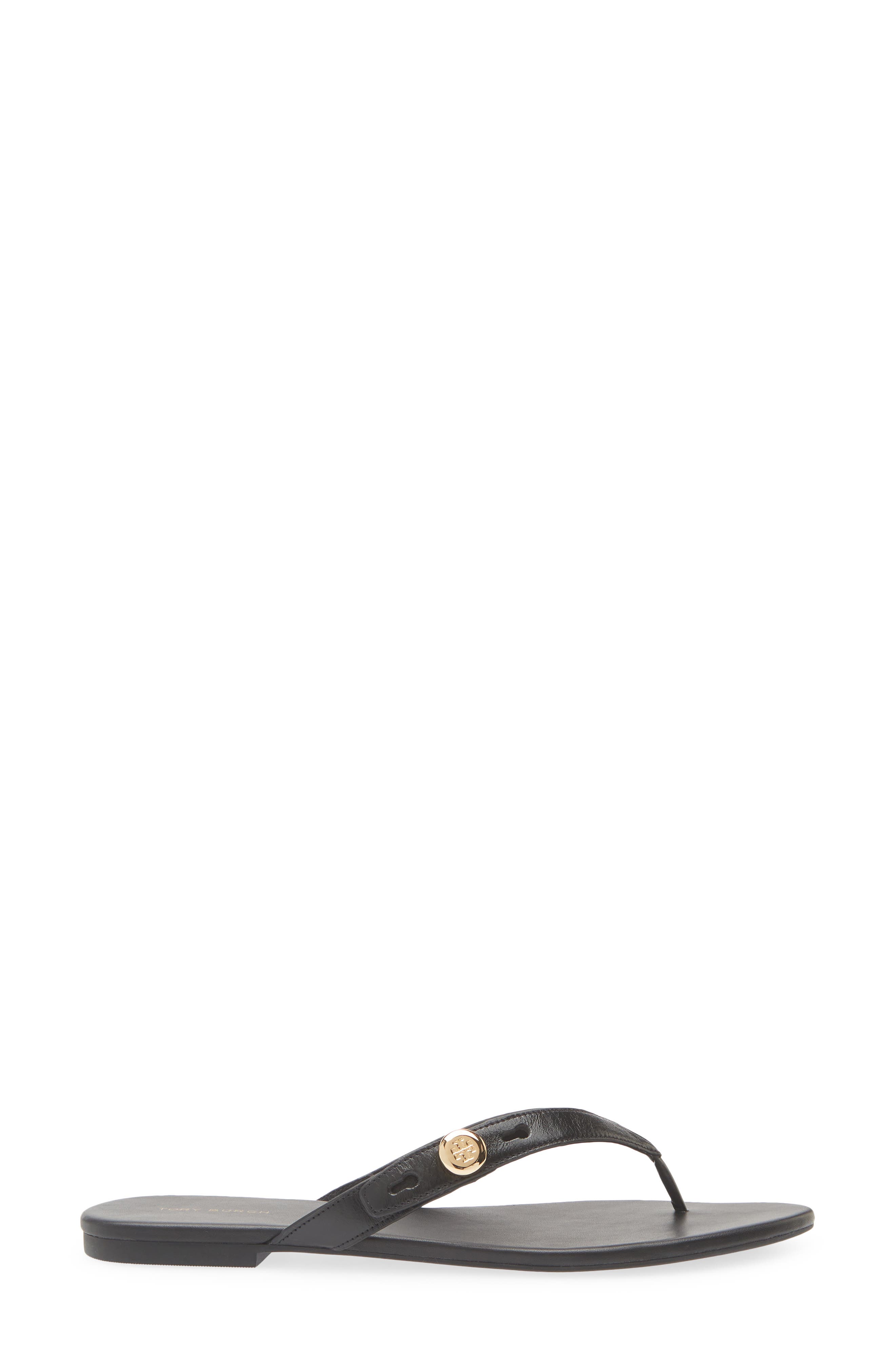 Tory Burch Romy Leather Thong Sandal, Alternate, color, Perfect Black