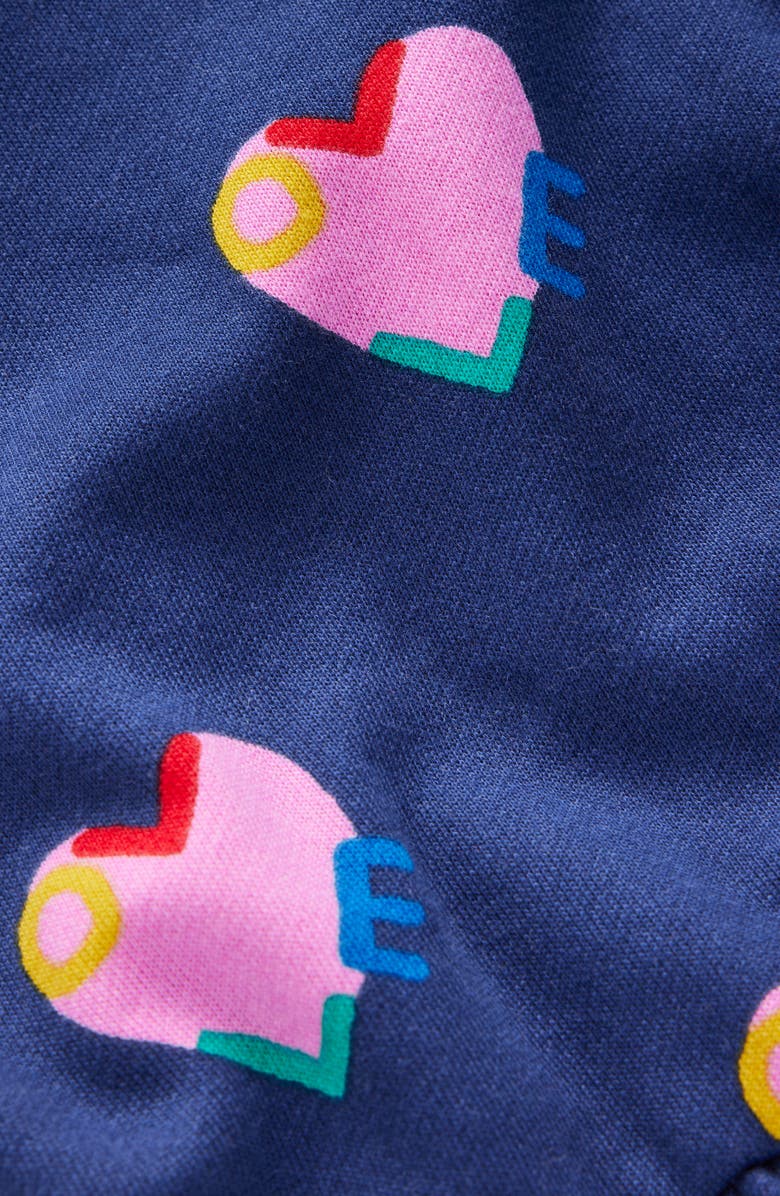 Mini Boden Kids' Heart Print Long Sleeve Cotton Sweatshirt Dress, Alternate, color, 