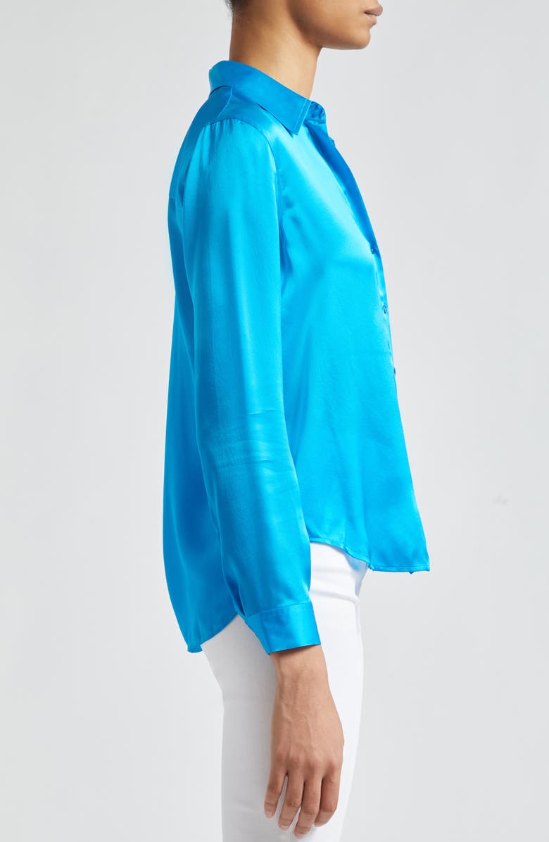 L'AGENCE Tyler Silk Blouse, Alternate, color, Caribbean Blue