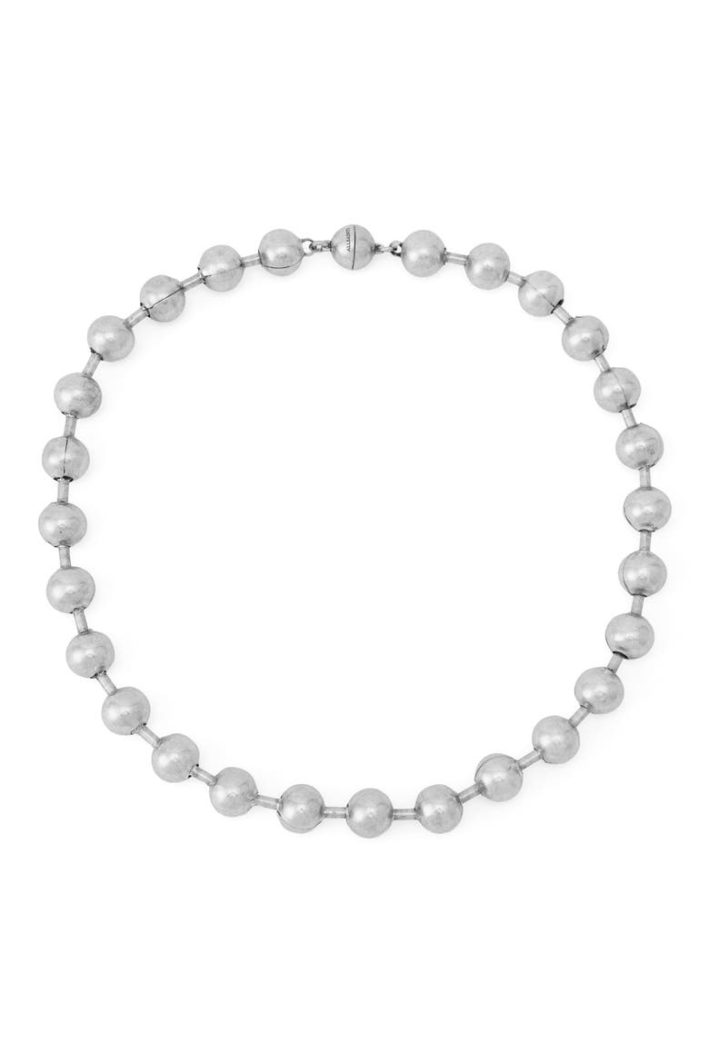Ball Chain Collar Necklace, Main, color, WARM SILVER