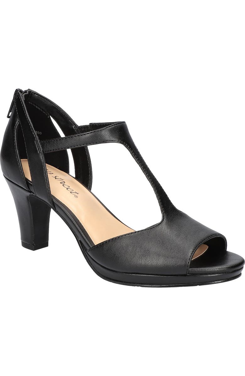 EASY STREET Flash T-Strap Sandal - Wide Width & Extra Wide Width Available, Main, color, Black