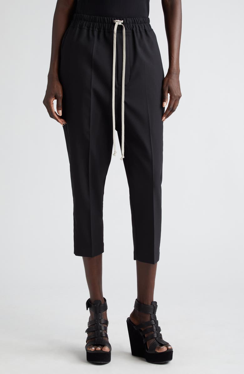 Rick Owens Crop Stretch Wool Pants, Main, color,