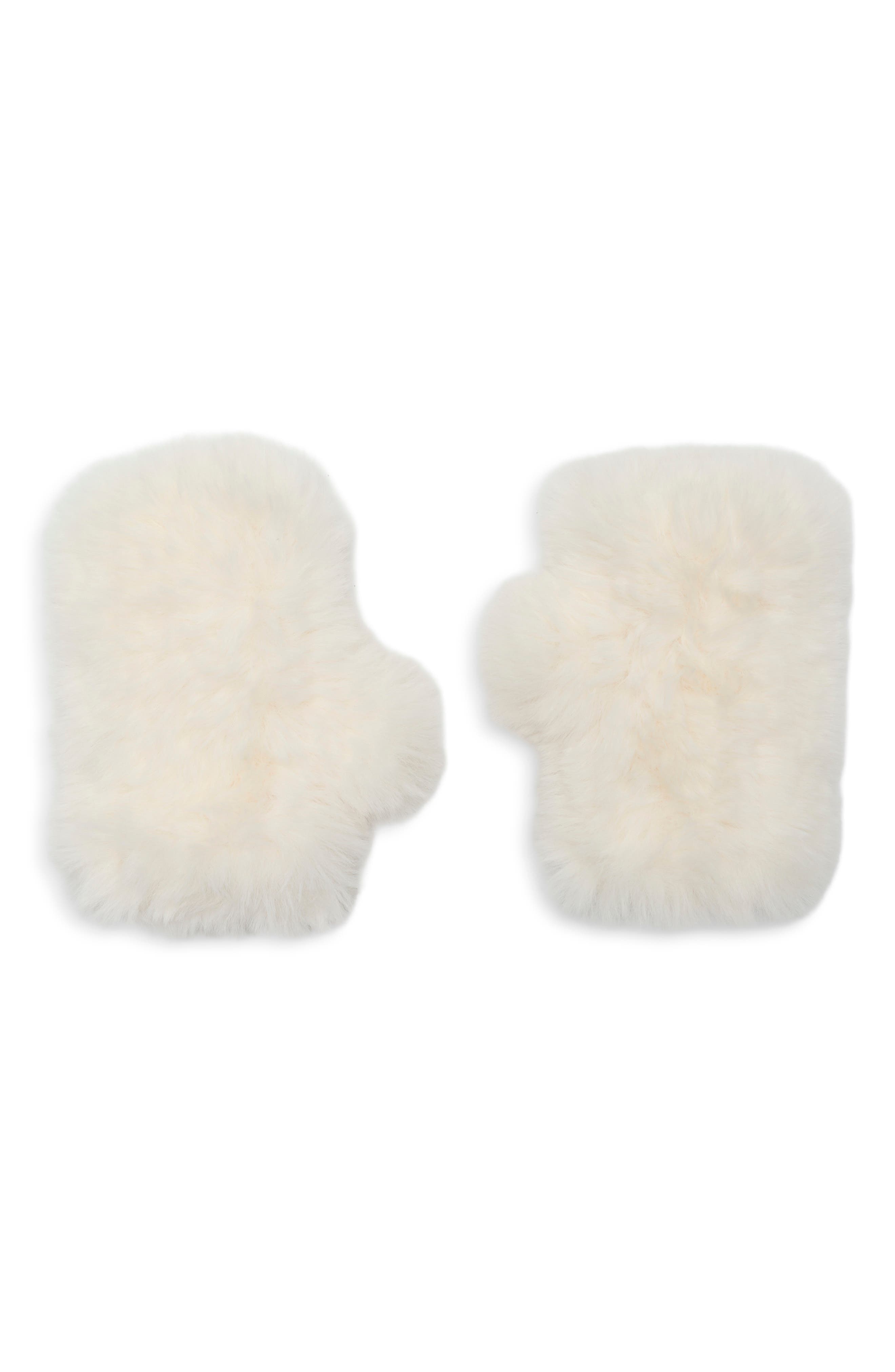 Surell Faux Fur Mittens In Neutral