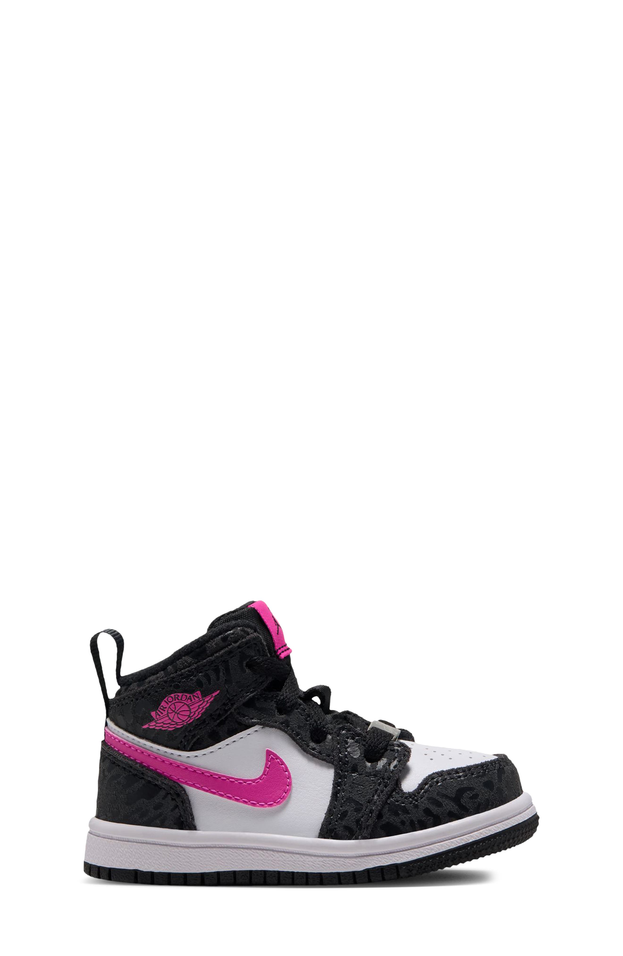 Kids' Jordan 1 Mid SE Basketball Sneakert, Alternate, color, 001 BLACK/LSRFCS
