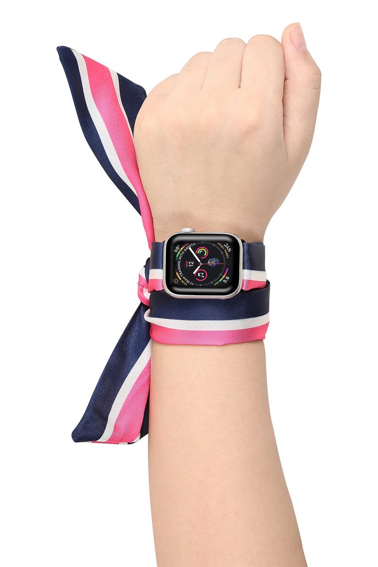 Stripe Silk Scarf 38mm/40mm Apple Watch 1/2/3/4 Band, Alternate, color, STRIPE