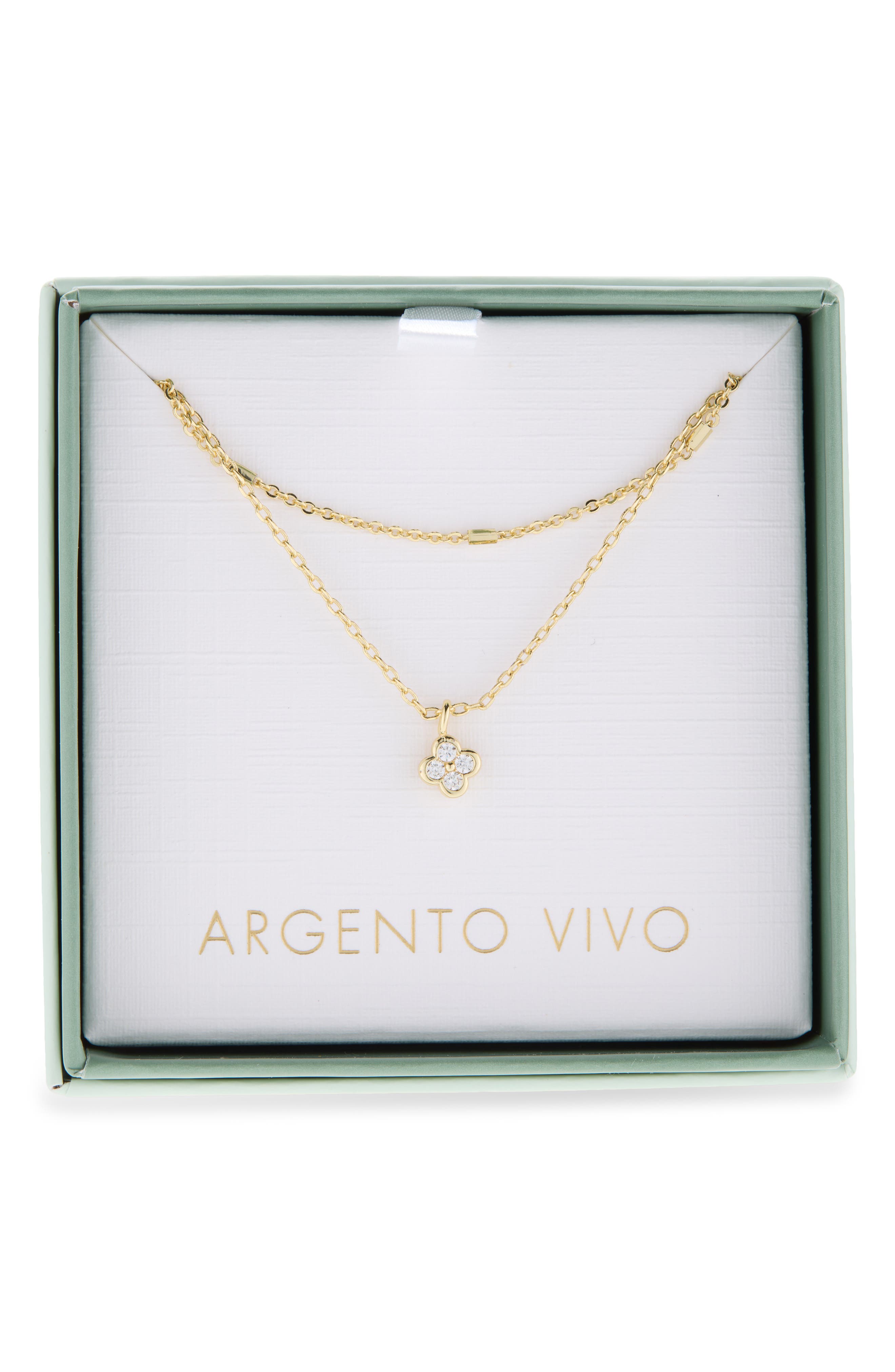 Pavé CZ Mini Clover Layered Necklace