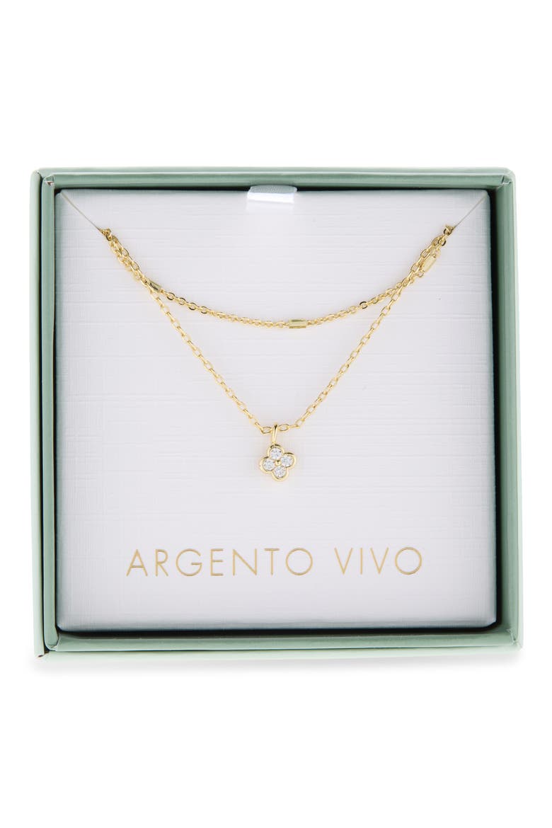 Pavé CZ Mini Clover Layered Necklace, Main, color, GOLD