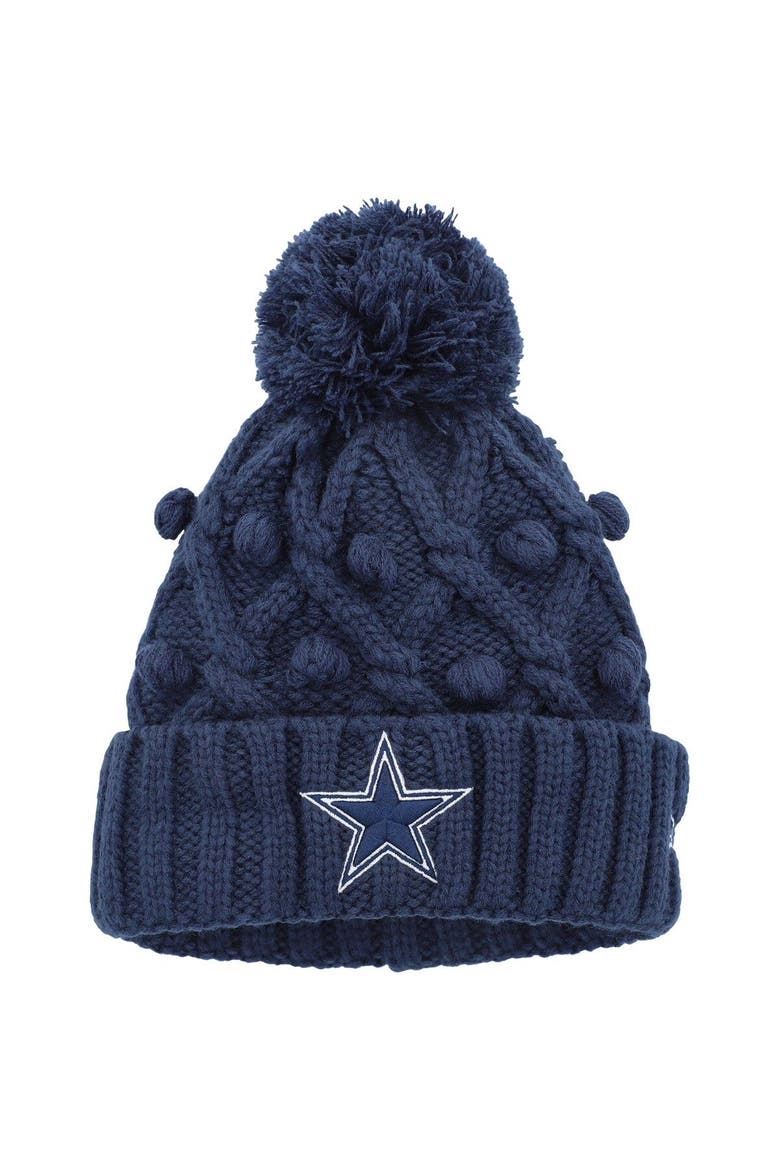 Girls Youth New Era Navy Dallas Cowboys Toasty Cuffed Knit Hat with Pom, Main, color, Navy