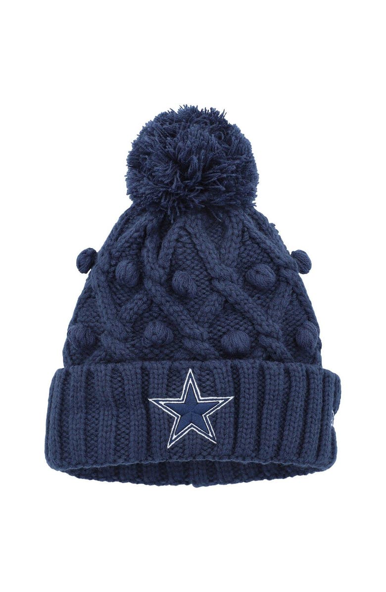 New Era Girls Youth New Era Navy Dallas Cowboys Toasty Cuffed Knit Hat with Pom, Main, color, Navy