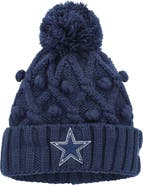 New Era Girls Youth New Era Navy Dallas Cowboys Toasty Cuffed Knit Hat with Pom