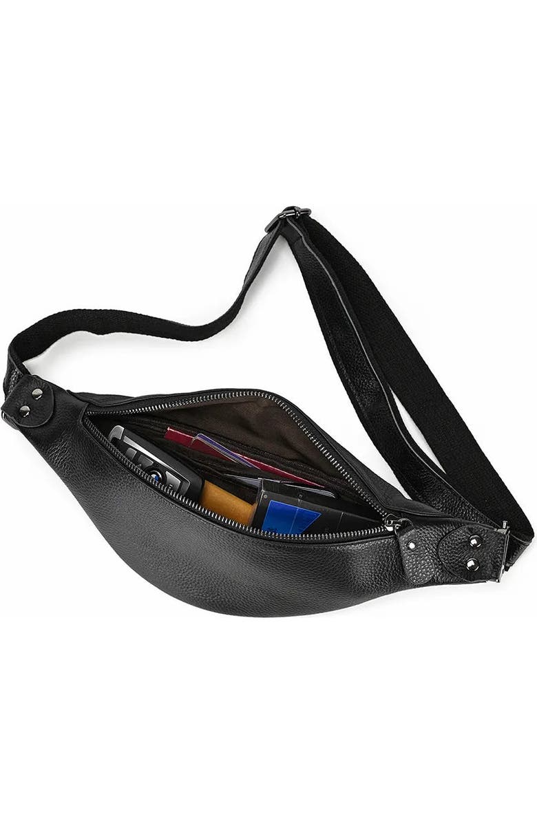 STEEL HORSE LEATHER The Walcott Leather Waist Bag | Black Leather Fanny Pack, Alternate, color, Black