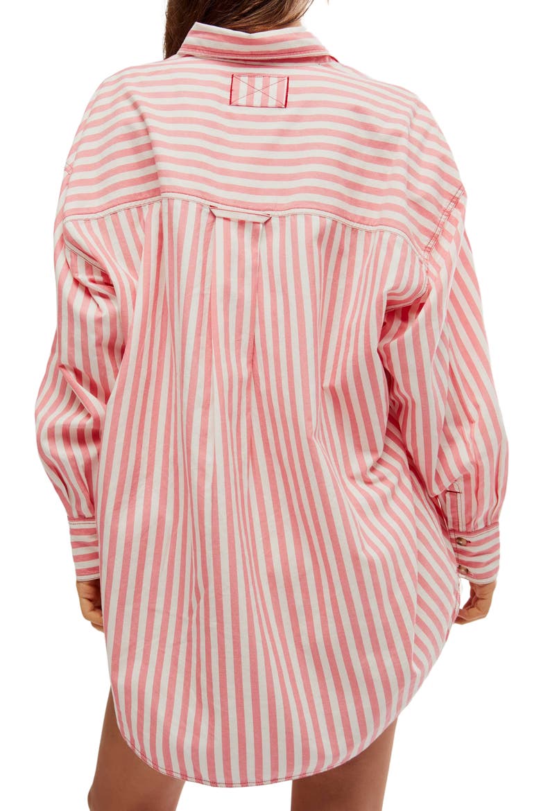 Freddie Stripe Oversize Button-Up Shirt, Alternate, color, CORAL COMBO