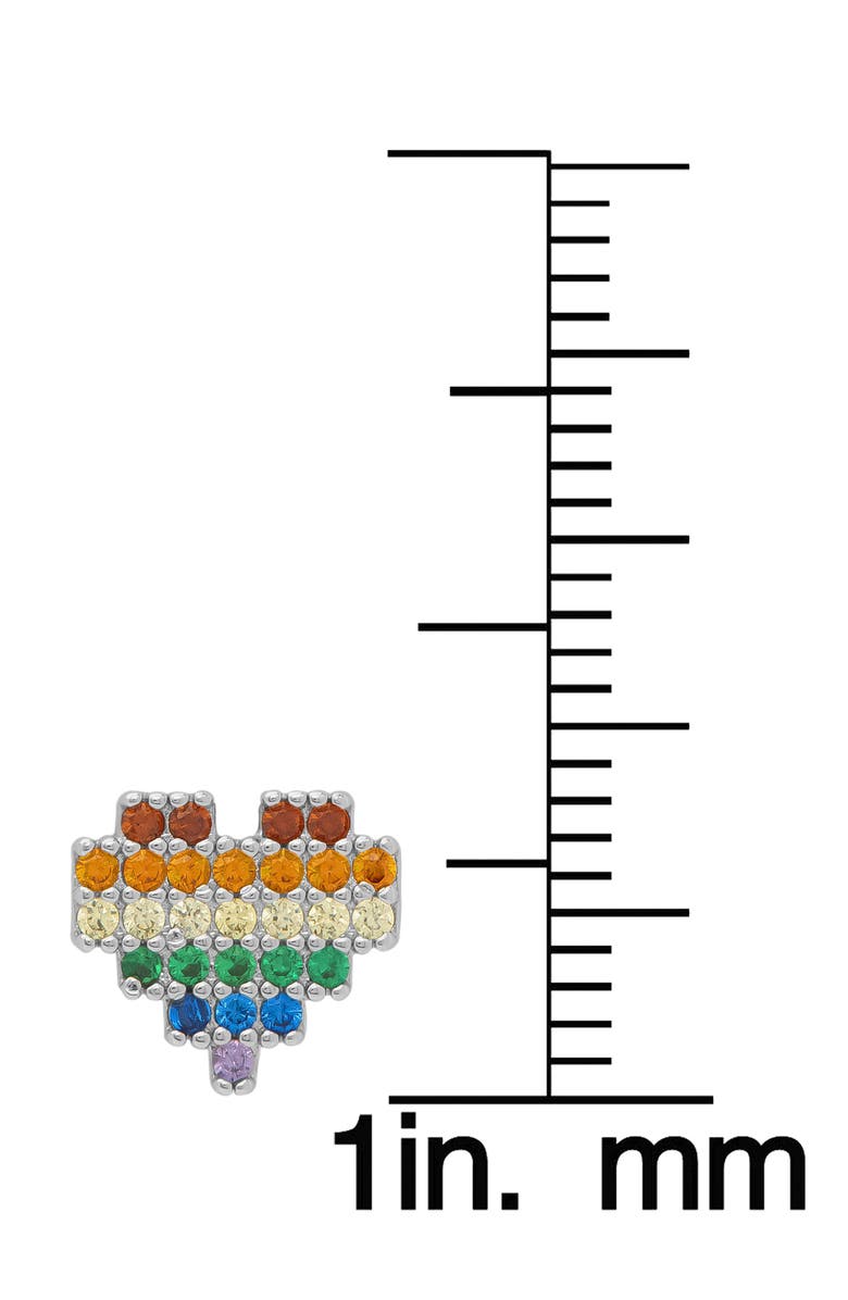 Lily Nily Kids' Rainbow Cubic Zirconia Heart Stud Earrings, Alternate, color, Silver/ Rainbow