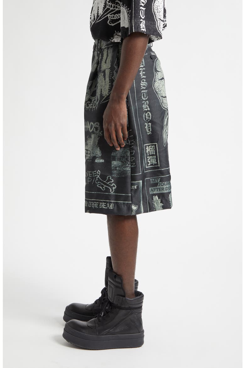 Punk Flyer Print Wide Leg Shorts, Alternate, color, PUNK FLYER