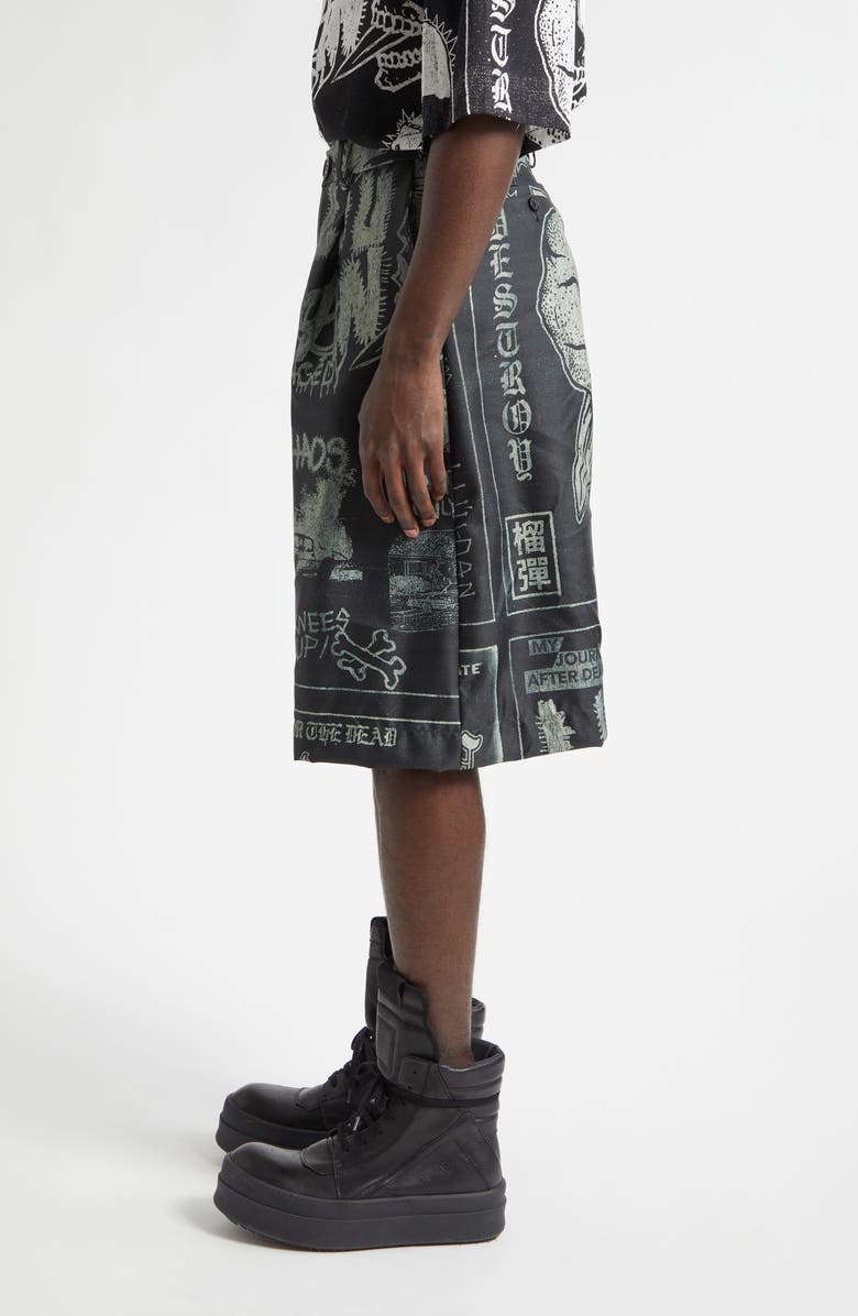 LU'U DAN Punk Flyer Print Wide Leg Shorts, Alternate, color, Punk Flyer