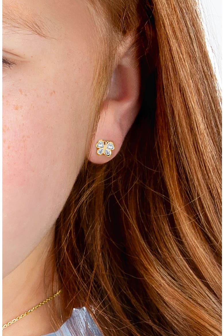 14K Gold Lovely Butterfly Studs Screw Back Earrings, Alternate, color, 14K Yellow Gold