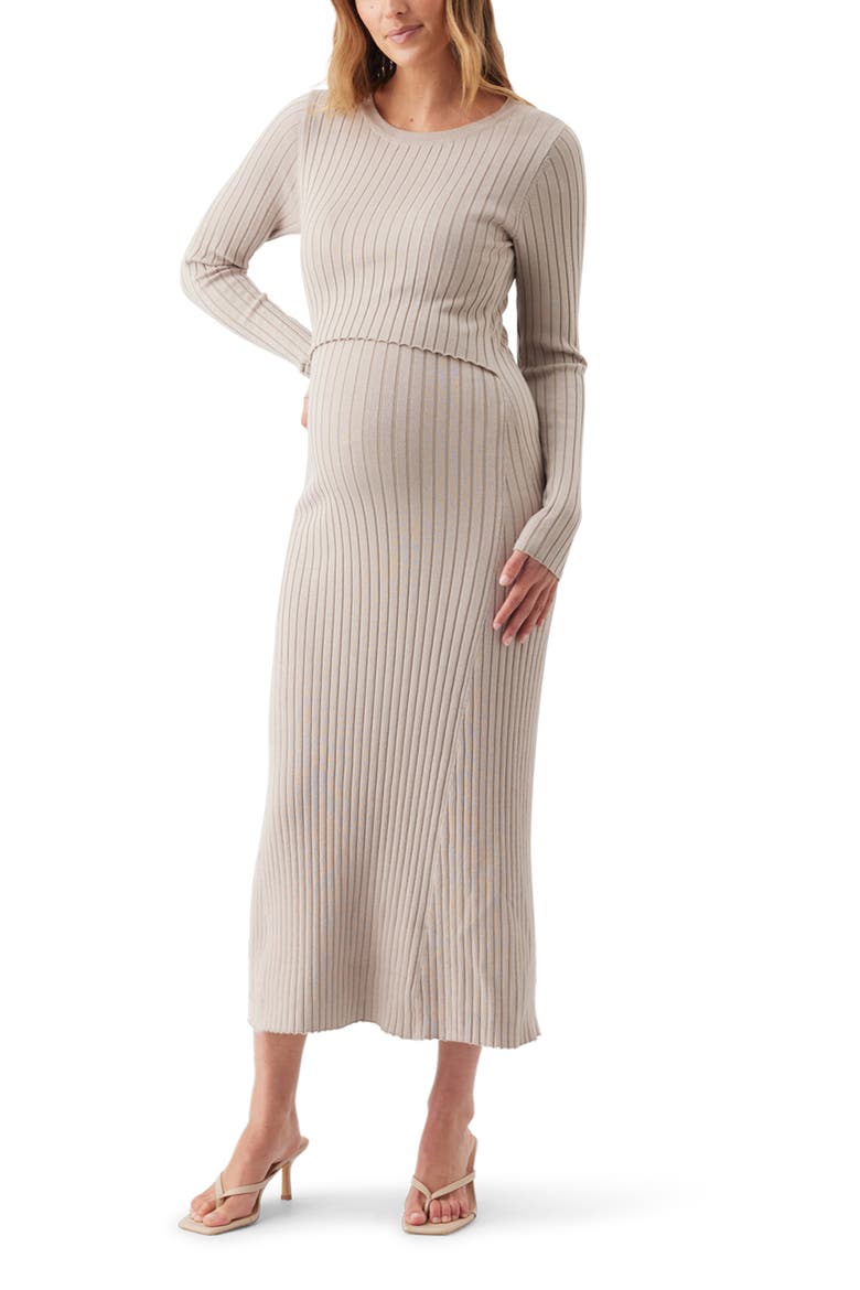 Eden Knit Nursing Dress, Alternate, color, Stone