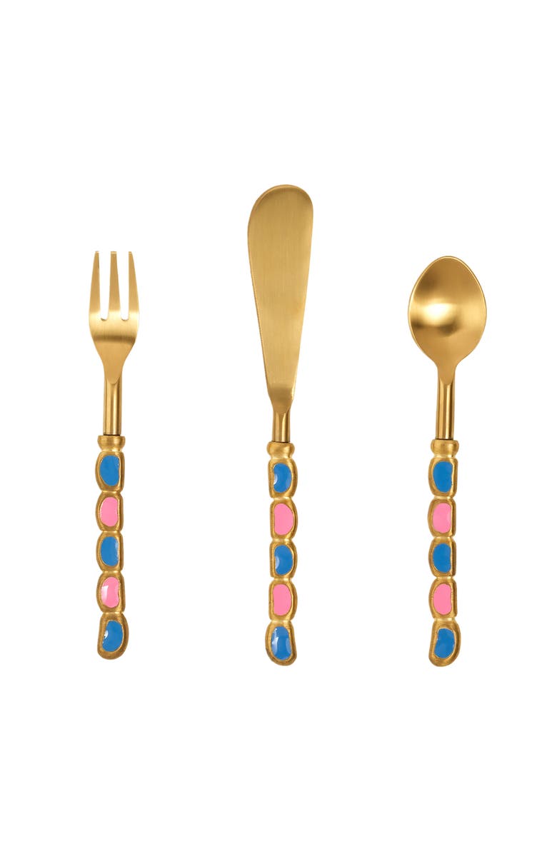 Zsa Zsa Zsu Rampur Stainless Steel Dessert Flatware Set of 3, Main, color, Gold
