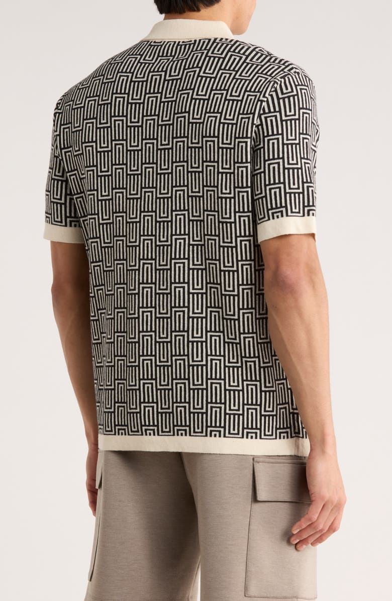 TRUTH Geometric Knit Polo, Alternate, color, Ecru/ Black