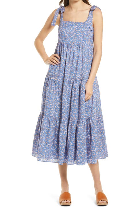 Tie Strap Tiered Midi Dress