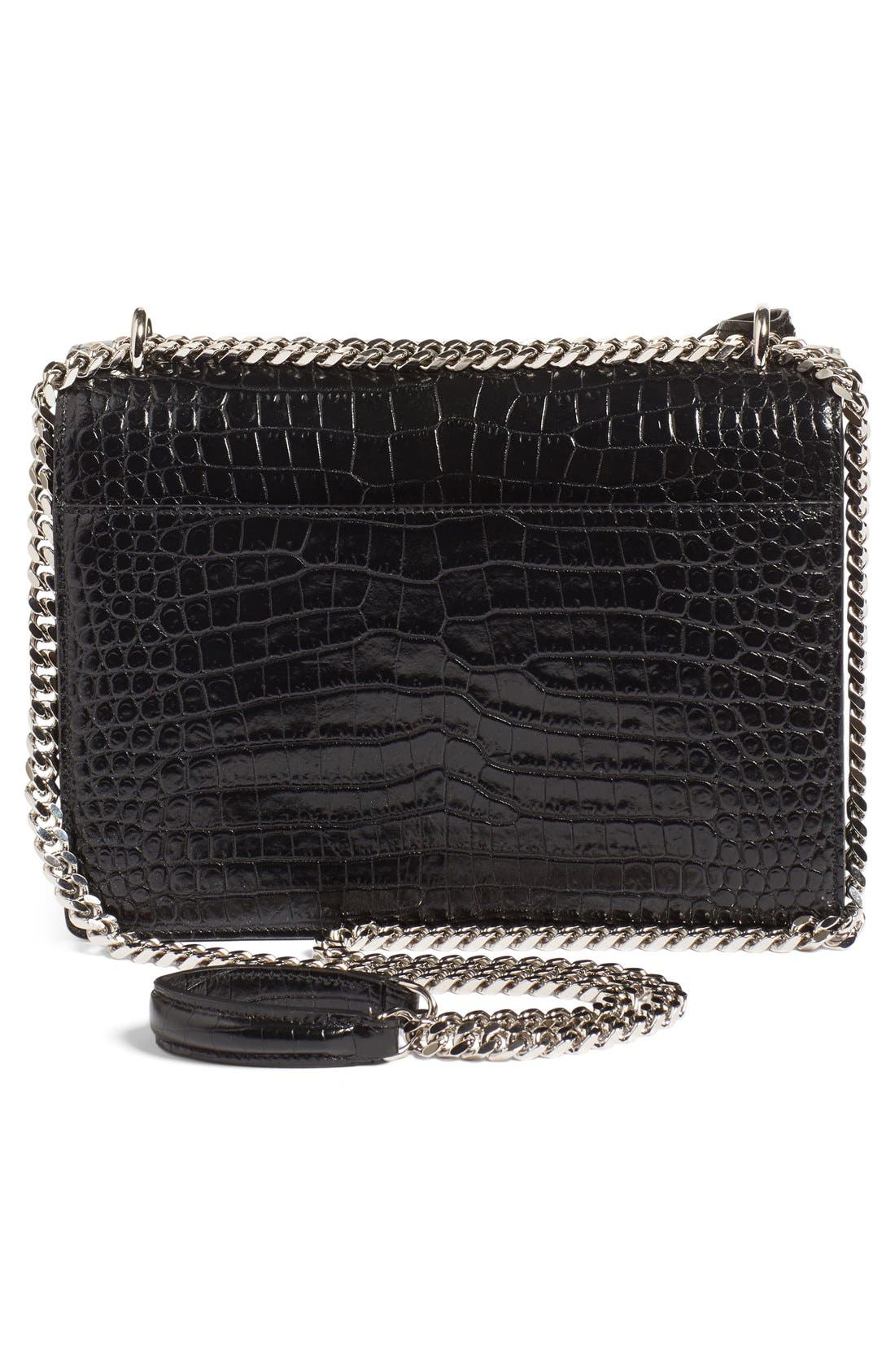 'Medium Monogram Sunset' Croc Embossed Leather Shoulder Bag, Alternate, color, NERO