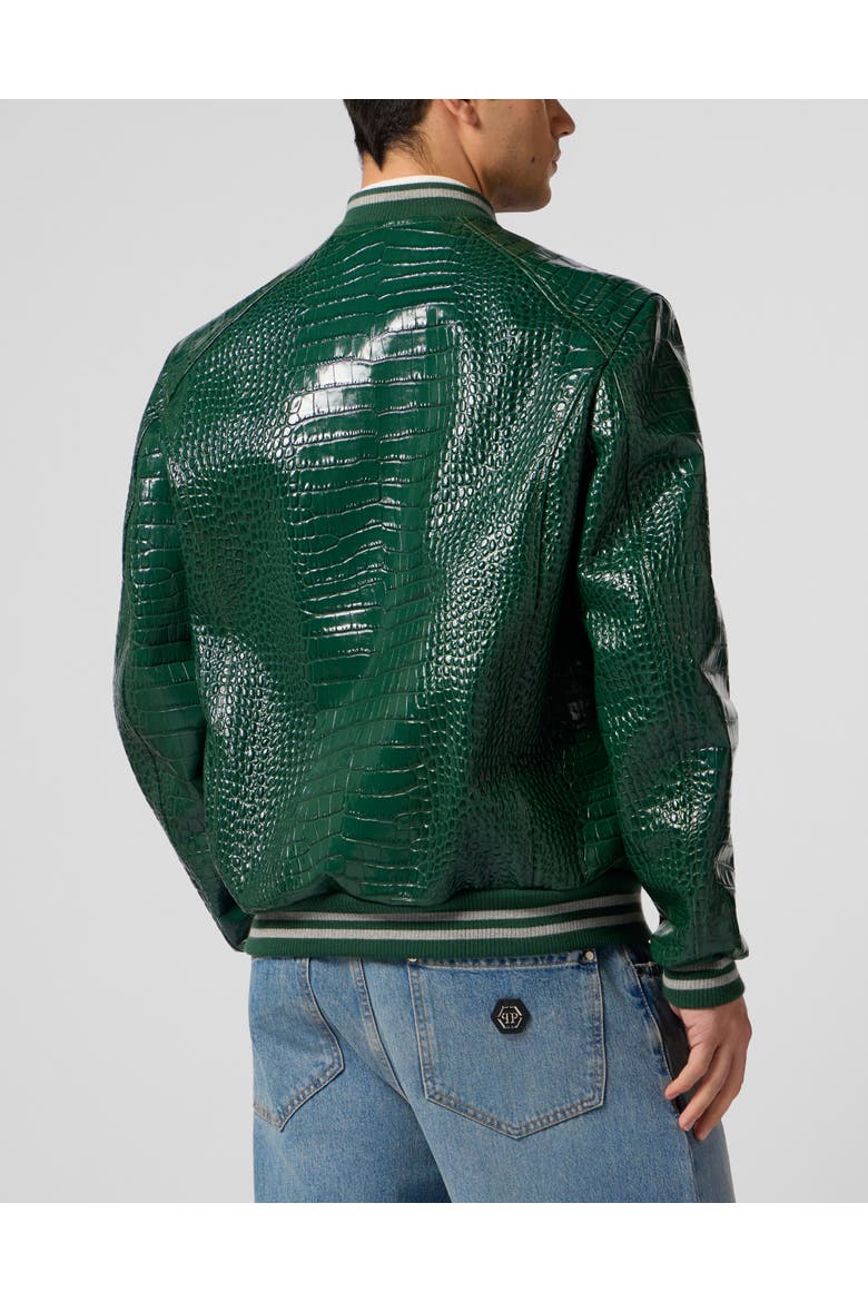 Leather Bomber Jacket Cocco Men, Alternate, color, green