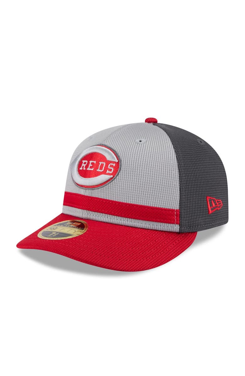New Era Men's New Era  Gray/Red Cincinnati Reds 2025 Batting Practice Low Profile 59FIFTY Fitted Hat, Main, color, 