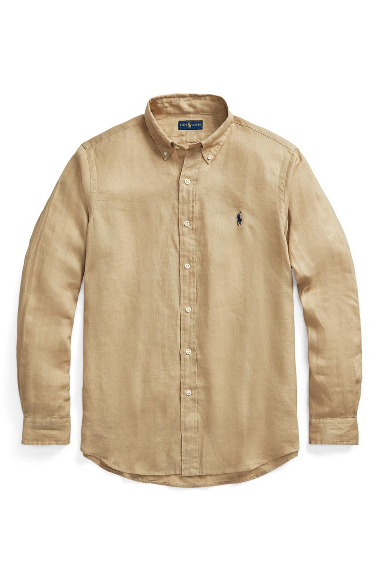 Polo Ralph Lauren Piece Dye Linen Button-Down Shirt, Alternate, color, 