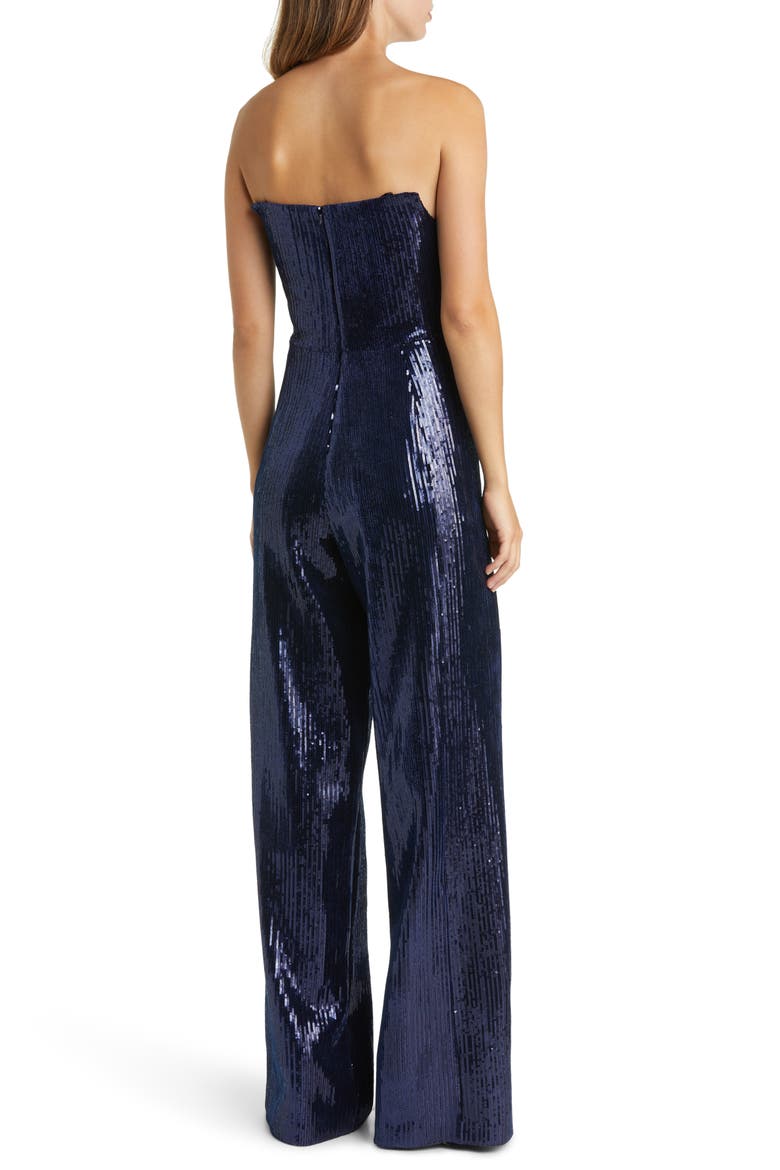 Lena Sequin Strapless Jumpsuit, Alternate, color, DAZZLING ABYSS